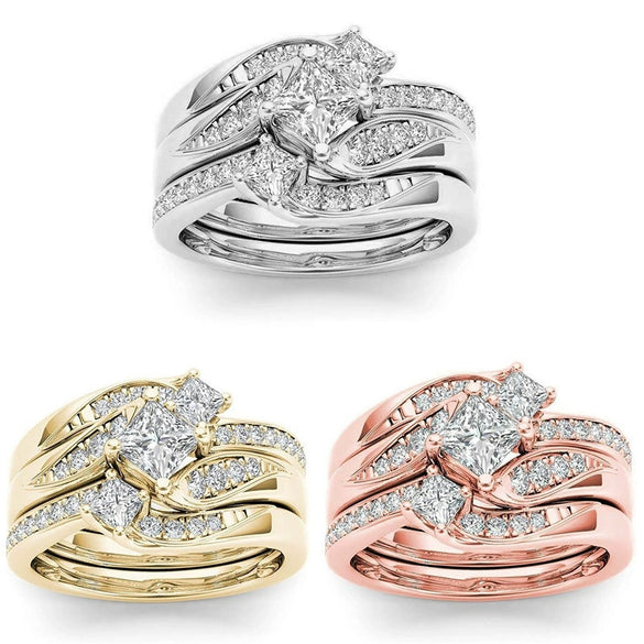 Wholesale Women's Alloy Ring With Flower Pattern And Electroplating Treatment Set With Diamond And Micro Zircon