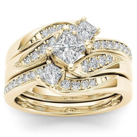 Wholesale Women's Alloy Ring With Flower Pattern And Electroplating Treatment Set With Diamond And Micro Zircon