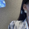 Wholesale Women's Alloy 925 Silver Electroplated Rhinestone Flower Earrings Light Luxury Niche Design