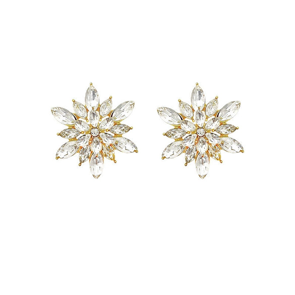 Wholesale Women's Alloy 925 Silver Electroplated Rhinestone Flower Earrings Light Luxury Niche Design