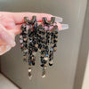 Wholesale Women's Alloy Silver Needle Geometric Earrings Set With Black Crystal High End Luxury Style