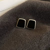 Wholesale Women's Alloy Silver Needle Geometric Earrings Set With Black Crystal High End Luxury Style