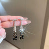 Wholesale Women's Alloy Silver Needle Geometric Earrings Set With Black Crystal High End Luxury Style