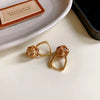 Wholesale Women's Alloy Silver Needle Geometric Earrings Set With Black Crystal High End Luxury Style