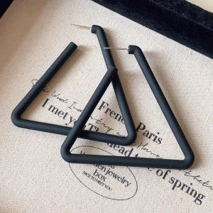 Wholesale Women's Alloy Silver Needle Geometric Earrings Set With Black Crystal High End Luxury Style