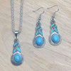 Wholesale Women's Alloy Water Drops Pattern Electroplated Pearl Chain Clavicle Chain And Earrings Three Piece Set