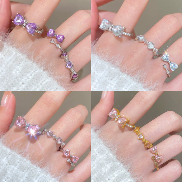 Wholesale Women's Alloy Zirconia Love Bow Ring Set