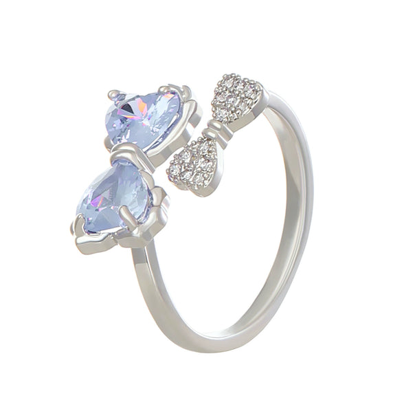 Wholesale Women's Alloy Zirconia Love Bow Ring Set