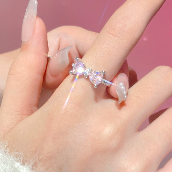 Wholesale Women's Alloy Zirconia Love Bow Ring Set
