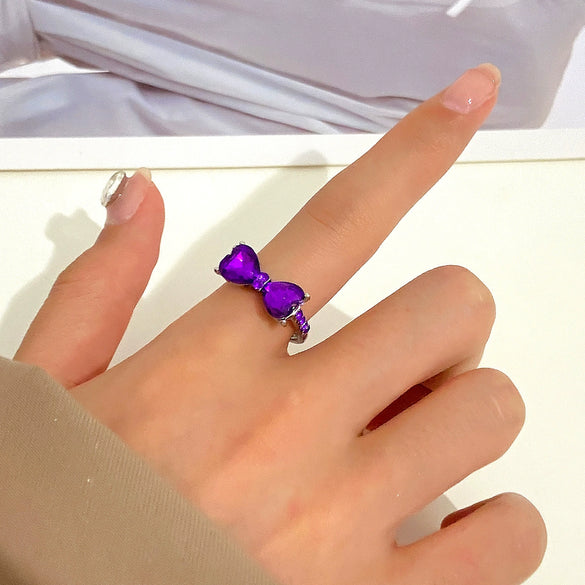 Wholesale Women's Alloy Zirconia Love Bow Ring Set