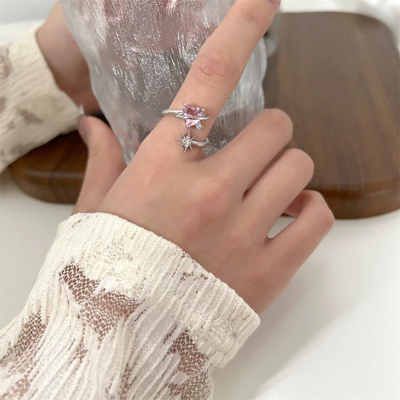 Wholesale Women's Alloy Zirconia Love Bow Ring Set