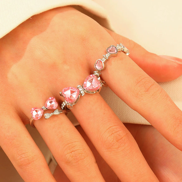 Wholesale Women's Alloy Zirconia Love Bow Ring Set