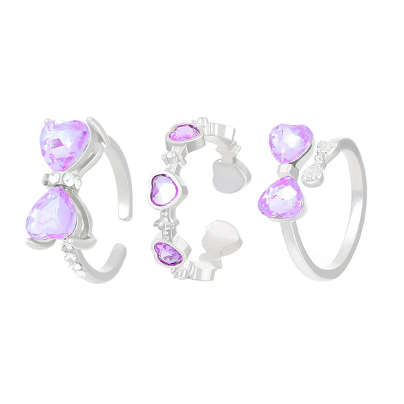 Wholesale Women's Alloy Zirconia Love Bow Ring Set