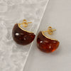 Wholesale Women's Amber White Resin Drop Shape Titanium Steel Electroplated Earrings Fashion Ol And Natural Style