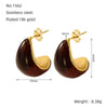 Wholesale Women's Amber White Resin Drop Shape Titanium Steel Electroplated Earrings Fashion Ol And Natural Style