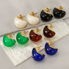 Wholesale Women's Amber White Resin Drop Shape Titanium Steel Electroplated Earrings Fashion Ol And Natural Style