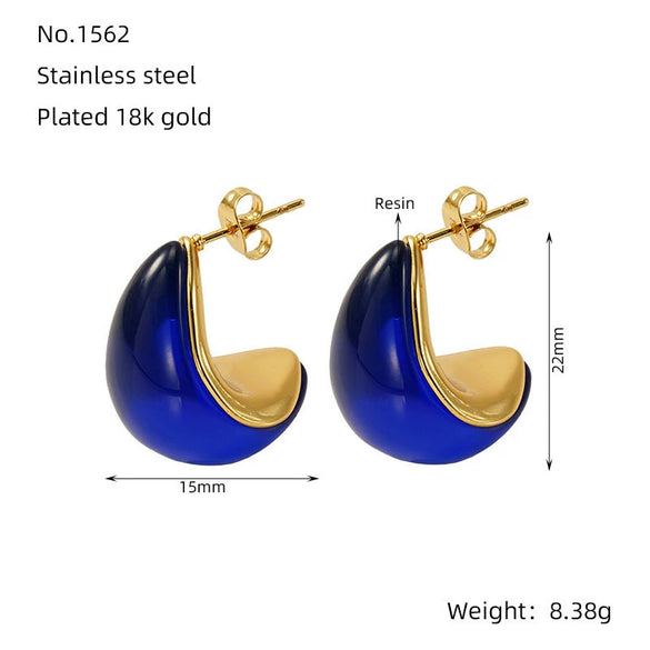 Wholesale Women's Amber White Resin Drop Shape Titanium Steel Electroplated Earrings Fashion Ol And Natural Style