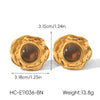 Wholesale Women's Ambercolored Geometric Stainless Steel Electroplated Gemstone Earrings And 18K Nonfading Necklace