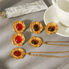 Wholesale Women's Ambercolored Geometric Stainless Steel Electroplated Gemstone Earrings And 18K Nonfading Necklace
