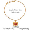 Wholesale Women's Ambercolored Geometric Stainless Steel Electroplated Gemstone Earrings And 18K Nonfading Necklace