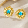 Wholesale Women's Ancient Style Plants And Flowers Pattern Gold Plated Stainless Steel Jewelry Set Including Earrings Necklaces And Bracelets