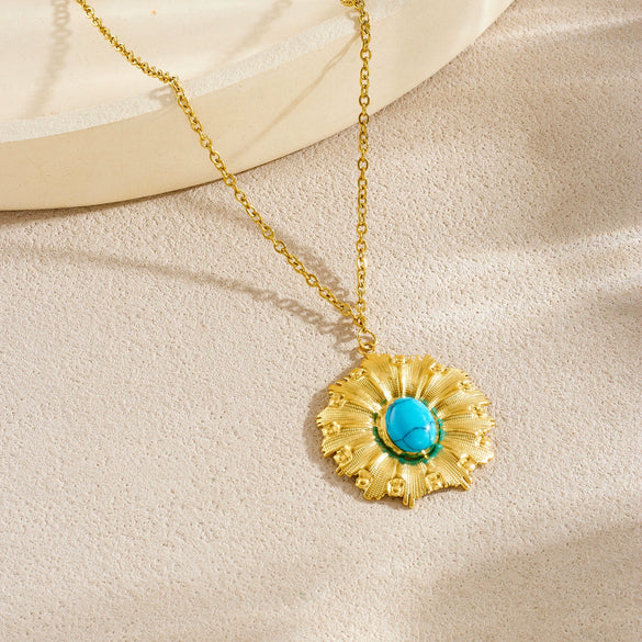Wholesale Women's Ancient Style Plants And Flowers Pattern Gold Plated Stainless Steel Jewelry Set Including Earrings Necklaces And Bracelets