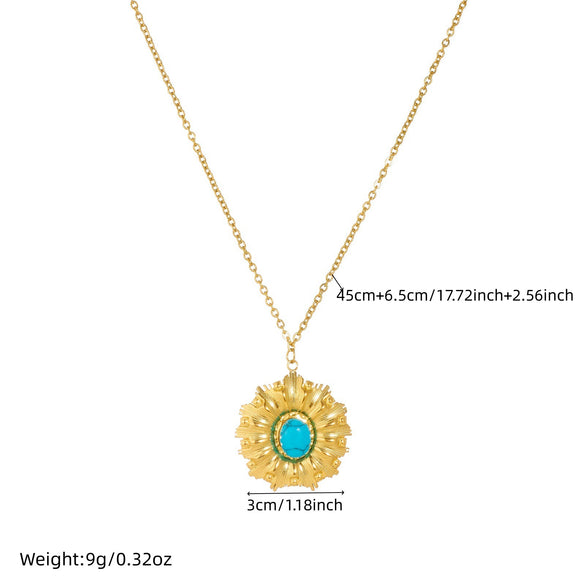 Wholesale Women's Ancient Style Plants And Flowers Pattern Gold Plated Stainless Steel Jewelry Set Including Earrings Necklaces And Bracelets