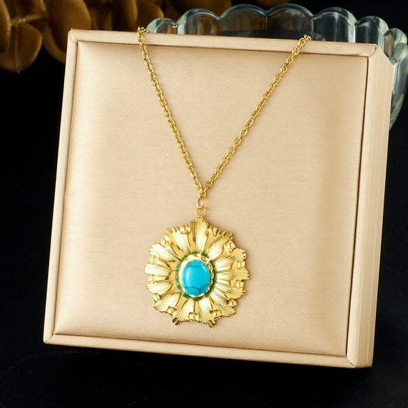 Wholesale Women's Ancient Style Plants And Flowers Pattern Gold Plated Stainless Steel Jewelry Set Including Earrings Necklaces And Bracelets