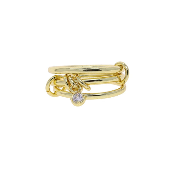 Wholesale Women's And Couple Style Hip Hop Multipiece Overlapping Zircon Ring Set With Diamonds Made Of Copper