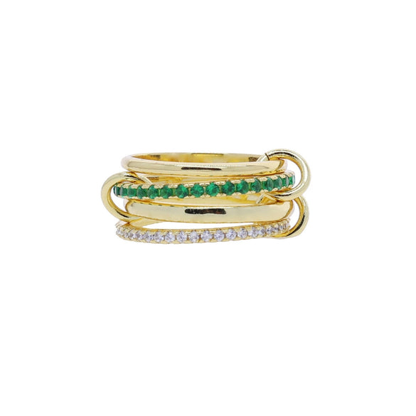 Wholesale Women's And Couple Style Hip Hop Multipiece Overlapping Zircon Ring Set With Diamonds Made Of Copper