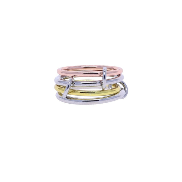 Wholesale Women's And Couple Style Hip Hop Multipiece Overlapping Zircon Ring Set With Diamonds Made Of Copper