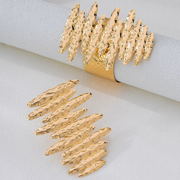 Wholesale Women's And Unisex Alloy Electroplated Bracelet And Ring Set With Hammer And Letter Number Text Patterns
