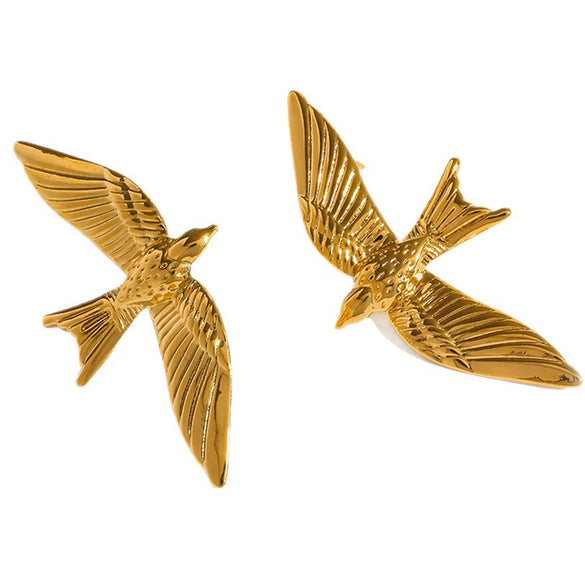 Wholesale Women's Animal Shaped Stainless Steel Earrings With Vacuum Real Gold Plating