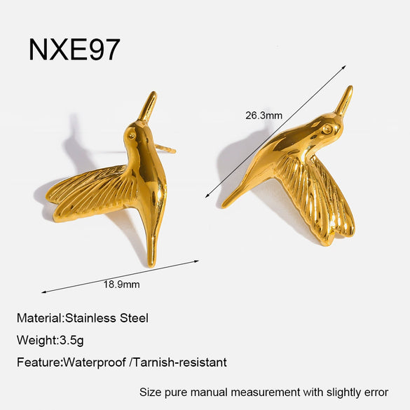 Wholesale Women's Animal Shaped Stainless Steel Earrings With Vacuum Real Gold Plating