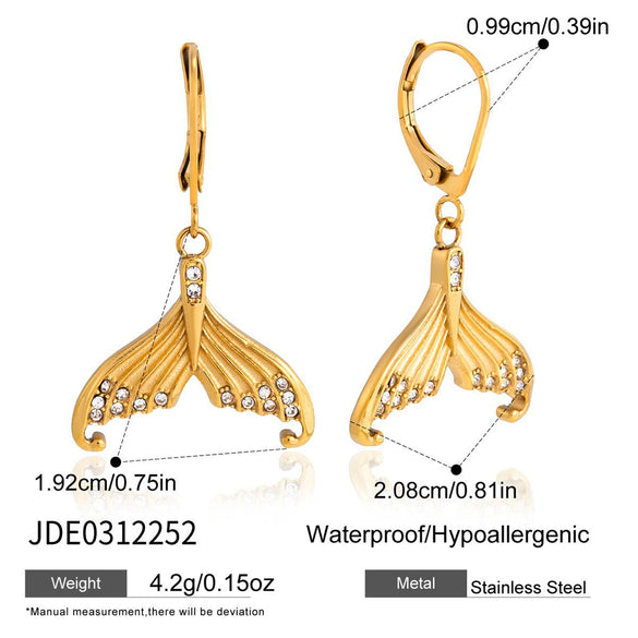 Wholesale Women's Animal Style Electroplated Stainless Steel And Titanium Steel Fishtail Necklace And Earrings Jewelry Accessories