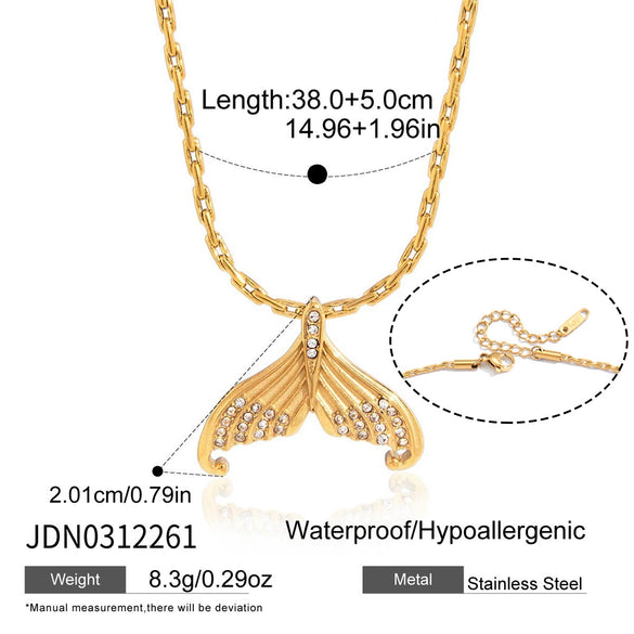 Wholesale Women's Animal Style Electroplated Stainless Steel And Titanium Steel Fishtail Necklace And Earrings Jewelry Accessories