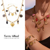 Wholesale Women's Animal Style Ferris Wheel Heartshaped Devil's Eye Pendant Necklace And Bracelet Set In Stainless Steel Zircon Enamel Glaze And Titanium Steel With Electroplating
