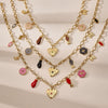 Wholesale Women's Animal Style Ferris Wheel Heartshaped Devil's Eye Pendant Necklace And Bracelet Set In Stainless Steel Zircon Enamel Glaze And Titanium Steel With Electroplating