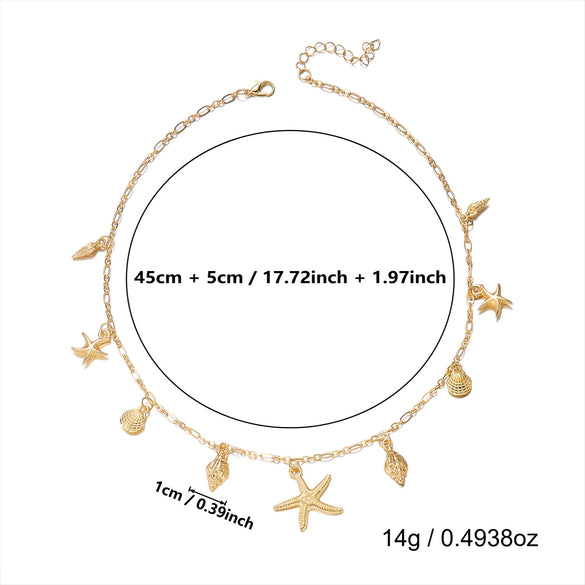 Wholesale Women's Animal Zodiac Alloy Electroplated Pendant Necklace With Starfish Shell Design