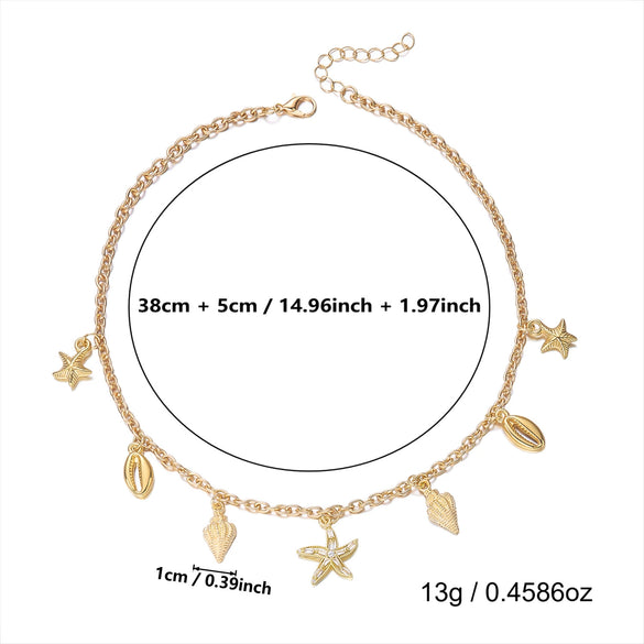 Wholesale Women's Animal Zodiac Alloy Electroplated Pendant Necklace With Starfish Shell Design
