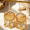 Wholesale Women's Animal Zodiac Pattern Iron Electroplated Shell Tassel Seed Bead Earrings