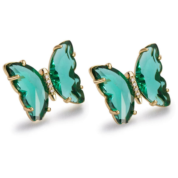 Wholesale Women's Animalpatterned Glass And Crystal Earrings With Copper Design