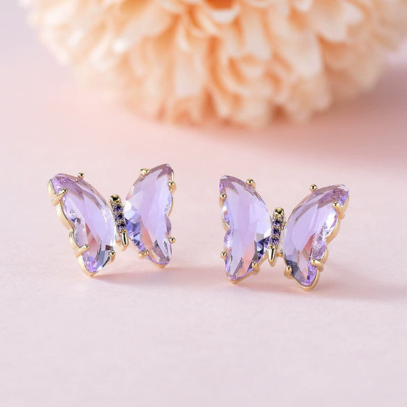 Wholesale Women's Animalpatterned Glass And Crystal Earrings With Copper Design