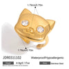 Wholesale Women's Animals Patterned Stainless Steel Electroplated Open Ring Jewelry