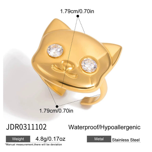 Wholesale Women's Animals Patterned Stainless Steel Electroplated Open Ring Jewelry