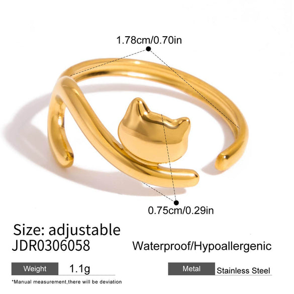 Wholesale Women's Animals Patterned Stainless Steel Electroplated Open Ring Jewelry