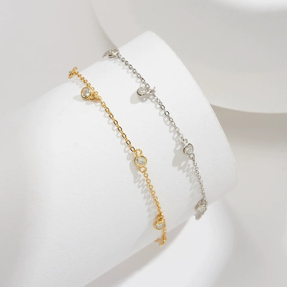 Wholesale Women's Anklet Jewelry S925 Sterling Silver Gypsophila Geometric Style