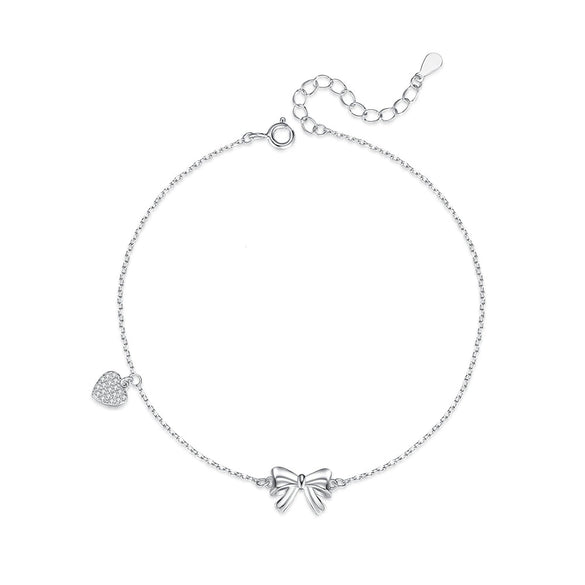 Wholesale Women's Anklet S925 Silver Love Bow Design