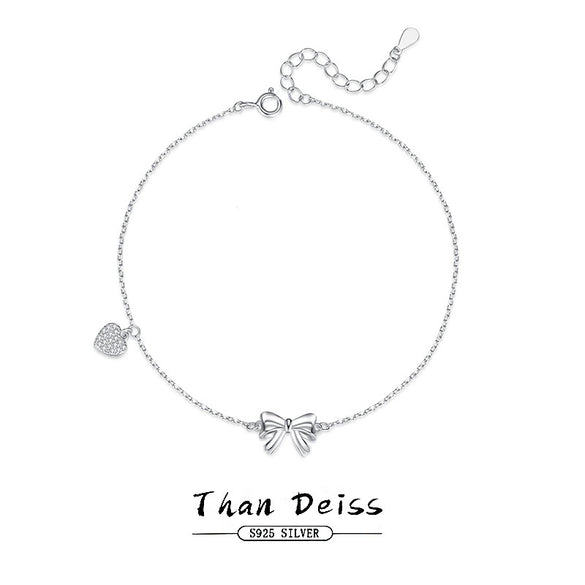 Wholesale Women's Anklet S925 Silver Love Bow Design