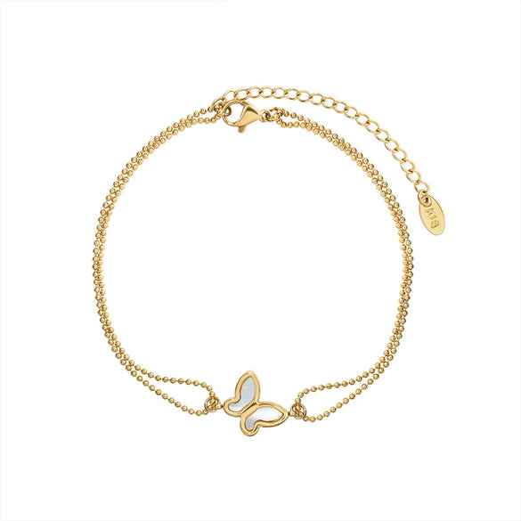 Wholesale Women's Anklet 316L Stainless Steel 18K Gold Plated Geometric Butterfly Design